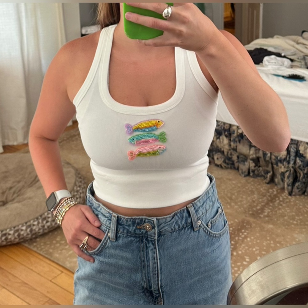 Bead Embroidered Tank Top